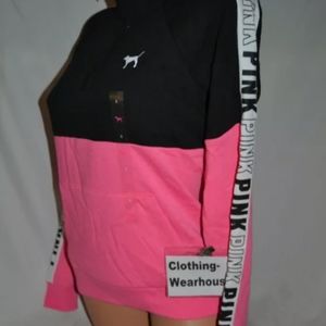Pink half zip black and pink hoodie